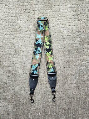 VALENTINO Rockstud Embroidered Camo Graffiti Star Guitar Purse Strap